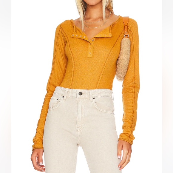 Free People Tops - Free People Sloane Bodysuit Amber L NWT